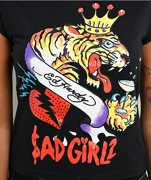 Ed Hardy x $AD BOYZ by Junior H Tiger Crown Black T-Shirt