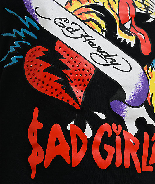Ed Hardy x $AD BOYZ by Junior H Tiger Crown Black T-Shirt