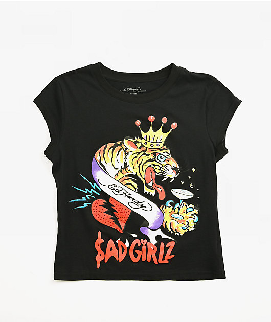 Ed Hardy x $AD BOYZ by Junior H Tiger Crown Black T-Shirt