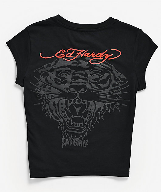 Ed Hardy x $AD BOYZ by Junior H Tiger Crown Black T-Shirt