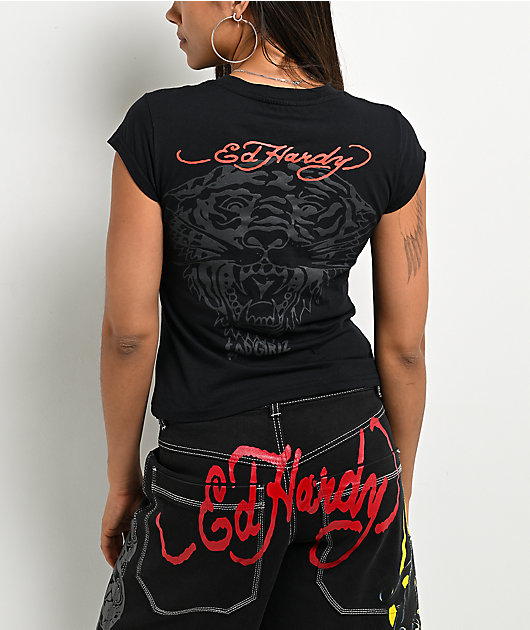 Ed Hardy x $AD BOYZ by Junior H Tiger Crown Black T-Shirt