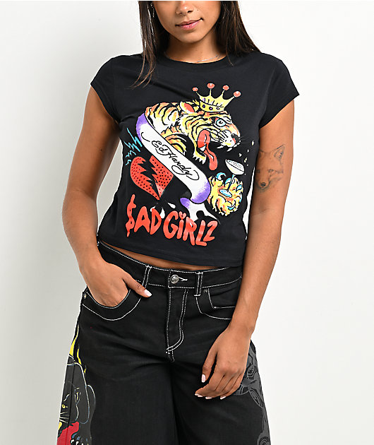 Ed Hardy x $AD BOYZ by Junior H Tiger Crown Black T-Shirt