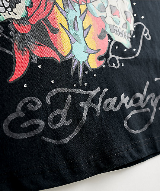 Ed Hardy x $AD BOYZ by Junior H Western Rhinestone Black T-Shirt