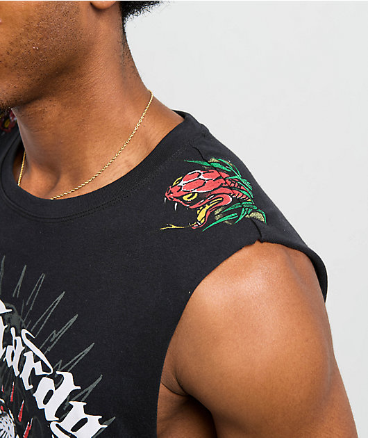 Ed Hardy x  Broken Promises Deaths Shadow Black Tank Top