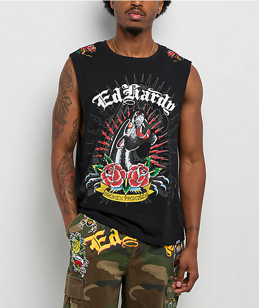 Ed Hardy x Broken Promises Deaths Shadow Black Tank Top | Zumiez