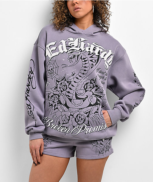 Ed Hardy x Broken Promises Cobras Wrath Purple Hoodie