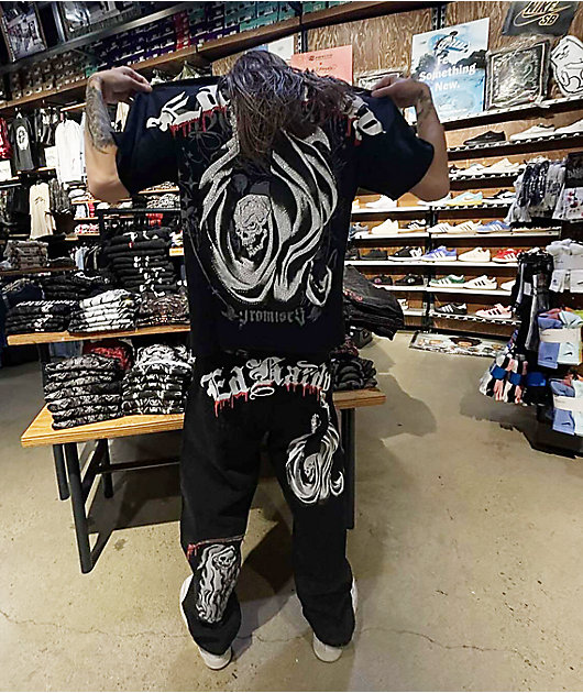 Ed Hardy x Broken Promises Death Shadow Black Loose Fit Jeans | Zumiez