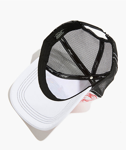 Ed Hardy x Broken Promises Forever Fades White & Black Trucker Hat