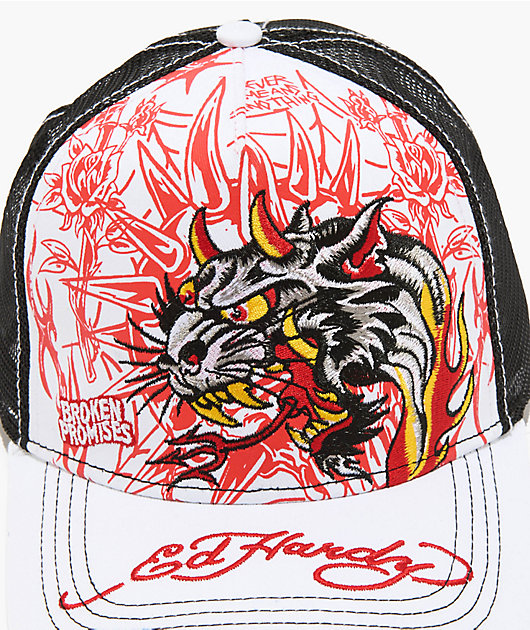 CHANMINA × EdHardy COLLABORATION CAP ⑨ Ed Hardy x Broken Promises Forever Fades White & Black