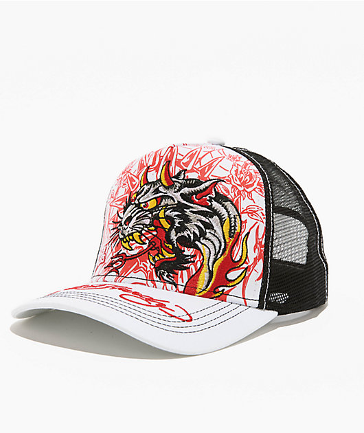 Ed Hardy x Broken Promises Forever Fades White & Black Trucker Hat