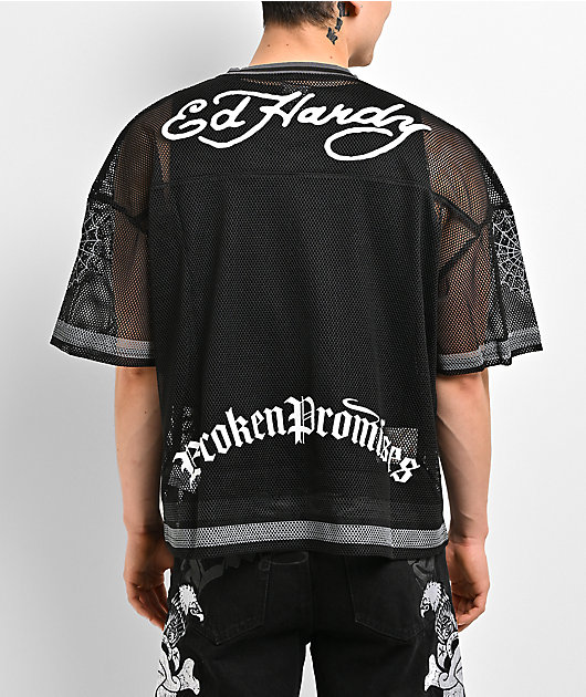 Ed Hardy x Broken Promises Forever Means Nothing Black Mesh Jersey