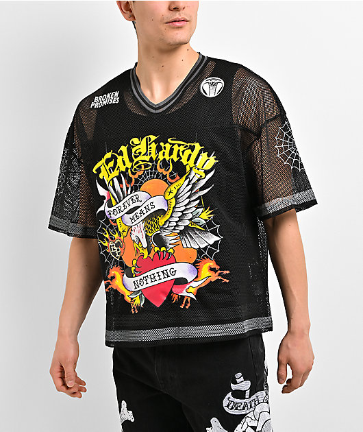 Ed Hardy x Broken Promises Forever Means Nothing Black Mesh Jersey
