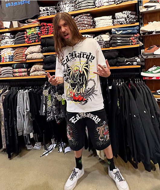 Ed Hardy × Broken Promises “Love Scars” デニムショーツ BP x Ed Hardy Love Scars Denim Short – Broken Promises Co