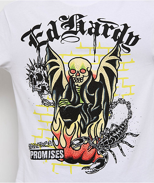 Ed Hardy x Broken Promises Miss Me Later White T-Shirt