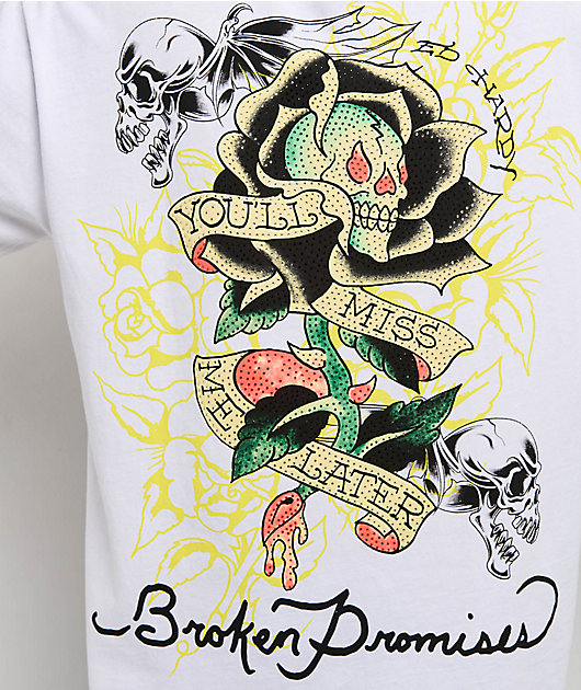 Ed Hardy x Broken Promises Miss Me Later White T-Shirt