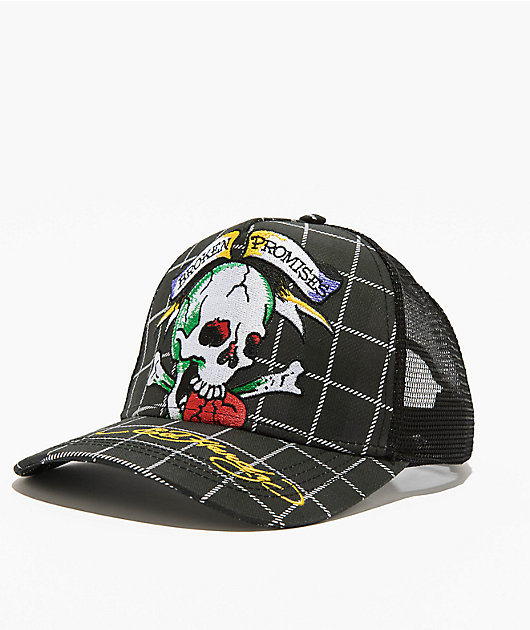 Ed Hardy x Broken Promises Wasted Love Black Trucker Hat | Zumiez