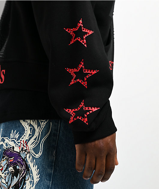 Ed Hardy x EST 19XX Flames Rhinestone Black Zip Hoodie | Zumiez
