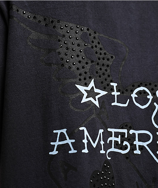Ed Hardy x EST 19XX Rhinestone Eagle Black Wash T-Shirt