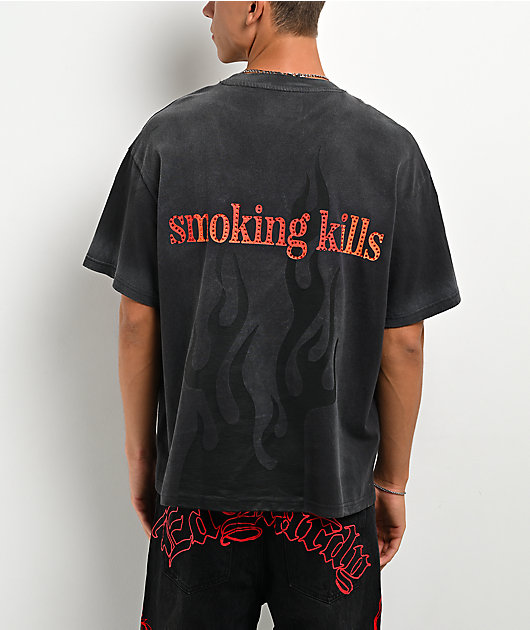Ed Hardy x EST 19XX Rhinestone Flames Vintage Black T-Shirt