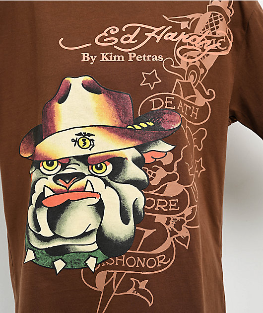 Ed Hardy x Kim Petras Bulldog Brown Boxy T-Shirt | Zumiez