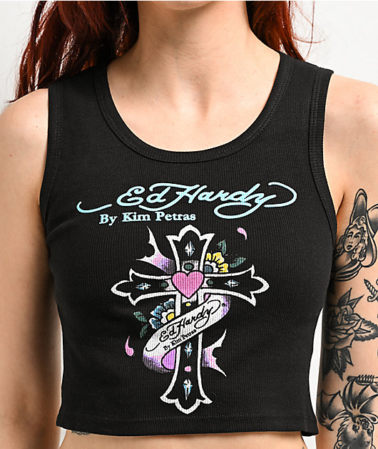 Ed Hardy x Kim Petras Cross Black Crop Tank Top | Zumiez