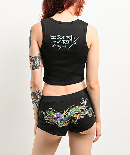 Ed Hardy x Kim Petras ショートパンツ＆フーディ 黒 /送料無料 Ed Hardy】x Kim Petras 黒 フーディ＆ショートパンツ 関送込