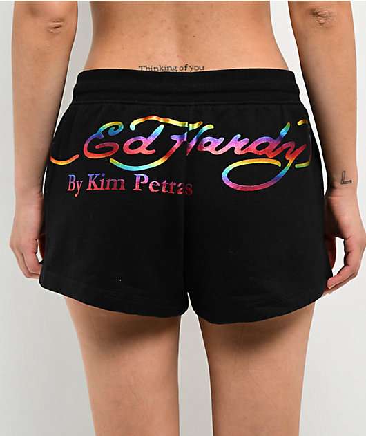 Ed Hardy x Kim Petras Dagger Girl Black Sweat Shorts | Zumiez