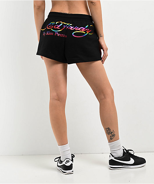 Ed Hardy x Kim Petras Dagger Girl Black Sweat Shorts