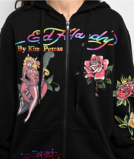 Ed Hardy x Kim Petras Dagger Girl Black Zip Hoodie | Zumiez