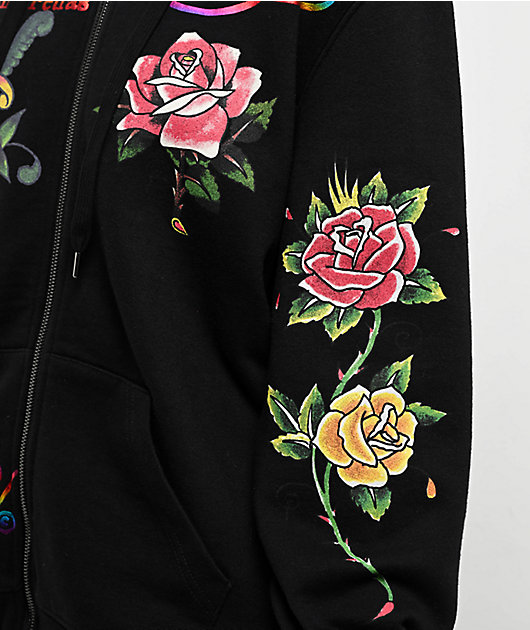 Ed Hardy x Kim Petras Dagger Girl Black Zip Hoodie | Zumiez