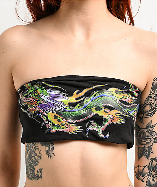 Ed Hardy x Kim Petras Dragon Black Crop Tube Top | Zumiez