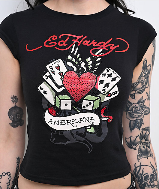 Ed Hardy x MGK Card Wings Black T-Shirt
