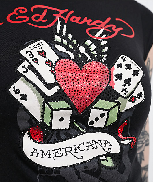 Ed Hardy x MGK Card Wings Black T-Shirt