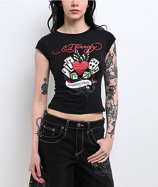 Ed Hardy x MGK Card Wings Black T-Shirt
