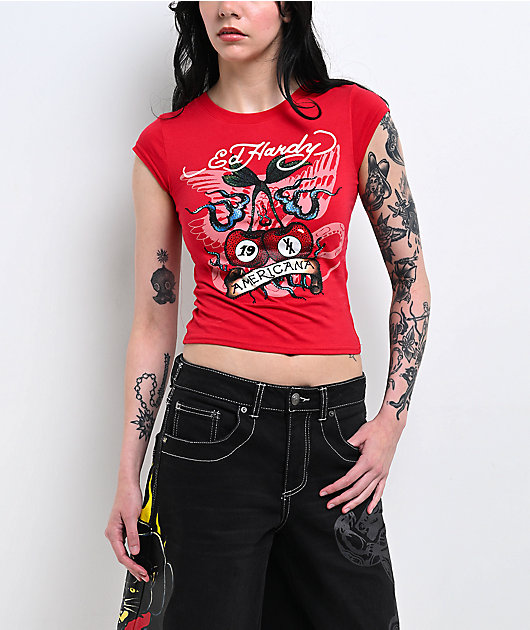 Ed Hardy x MGK Cherries Red T-Shirt | Zumiez