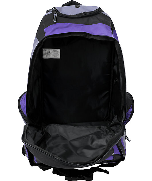 black and purple backpack