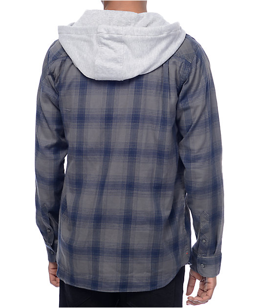 grey hooded flannel