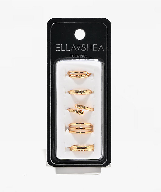 Ella Shea 5 Pack Gold Toe Rings