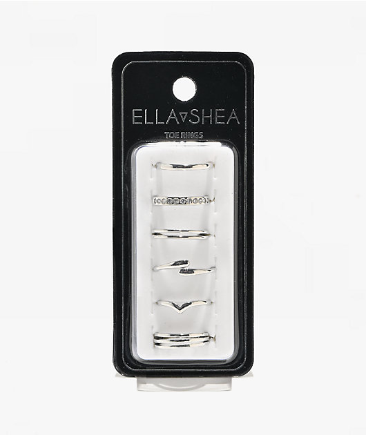 Ella Shea 6 Pack Silver Toe Rings