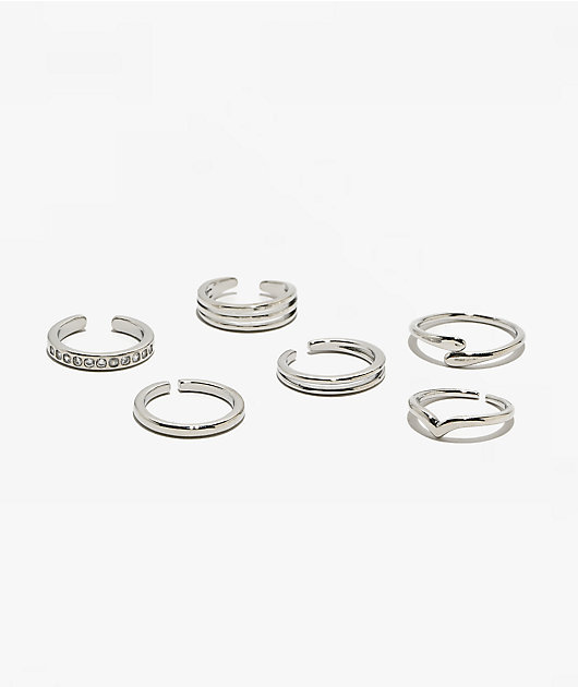 Ella Shea 6 Pack Silver Toe Rings