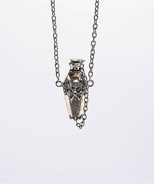 Ella Shea Poison Bottle 24" Silver Chain Necklace