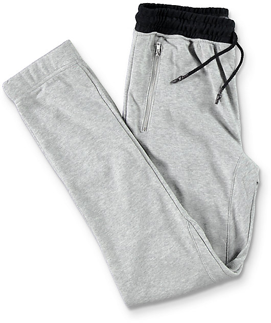 grey joggers with zippers