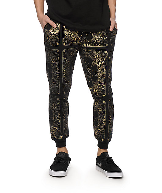 gold metallic joggers