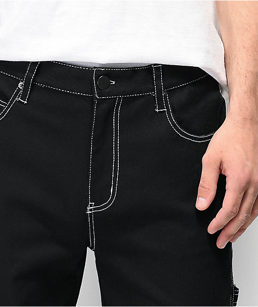 black jeans with white stitching mens
