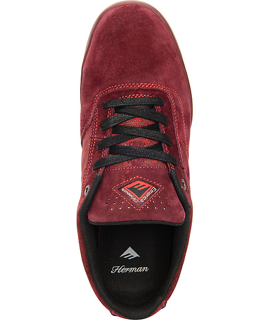 Emerica Bryan Herman G6 Maroon, Red & Black Skate Shoes Emerica Bryan Herman G6 Maroon, Red & Black Skate Shoes