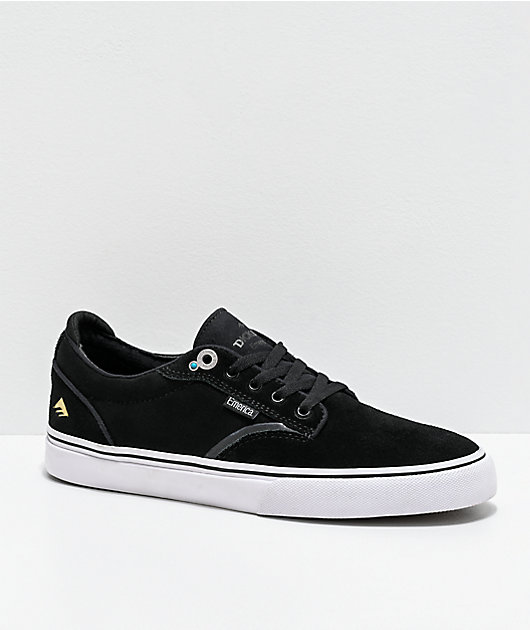 Emerica Dickson Black White Gold Skate Shoes Zumiez