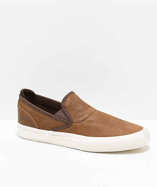leather slip on skate shoes