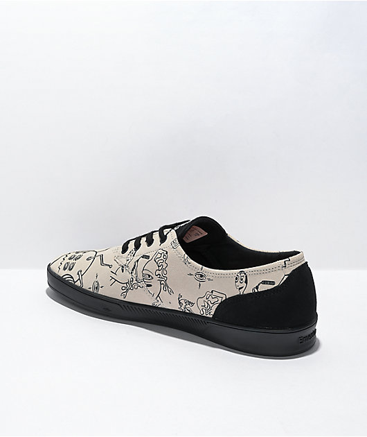 Emerica x Toy Machine Romero Laced Tan & Black Skate Shoes