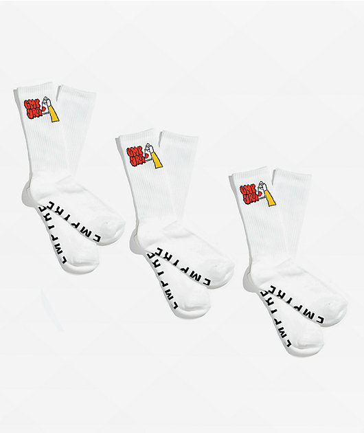 Empyre 3 Pack White Crew Socks