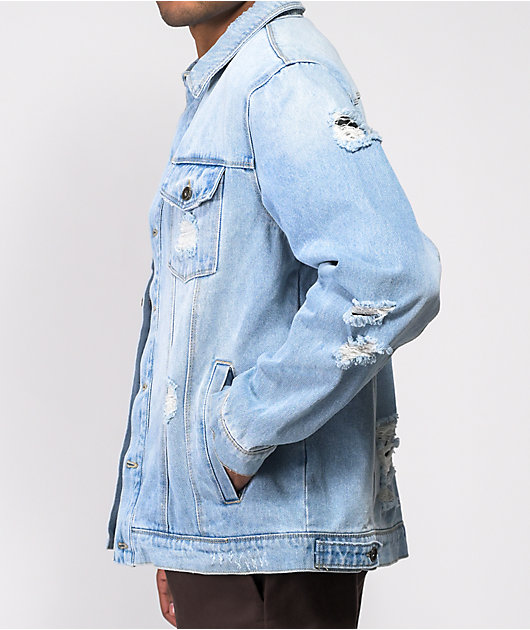 Empyre Aced Shredded Light Blue Denim Jacket